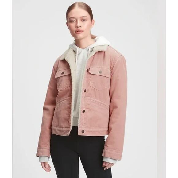 GAP Jackets & Blazers - VTG Gap Denim Womens Jacket XL Sherpa Lined Icon Pink Trucker Y2K Camp Western